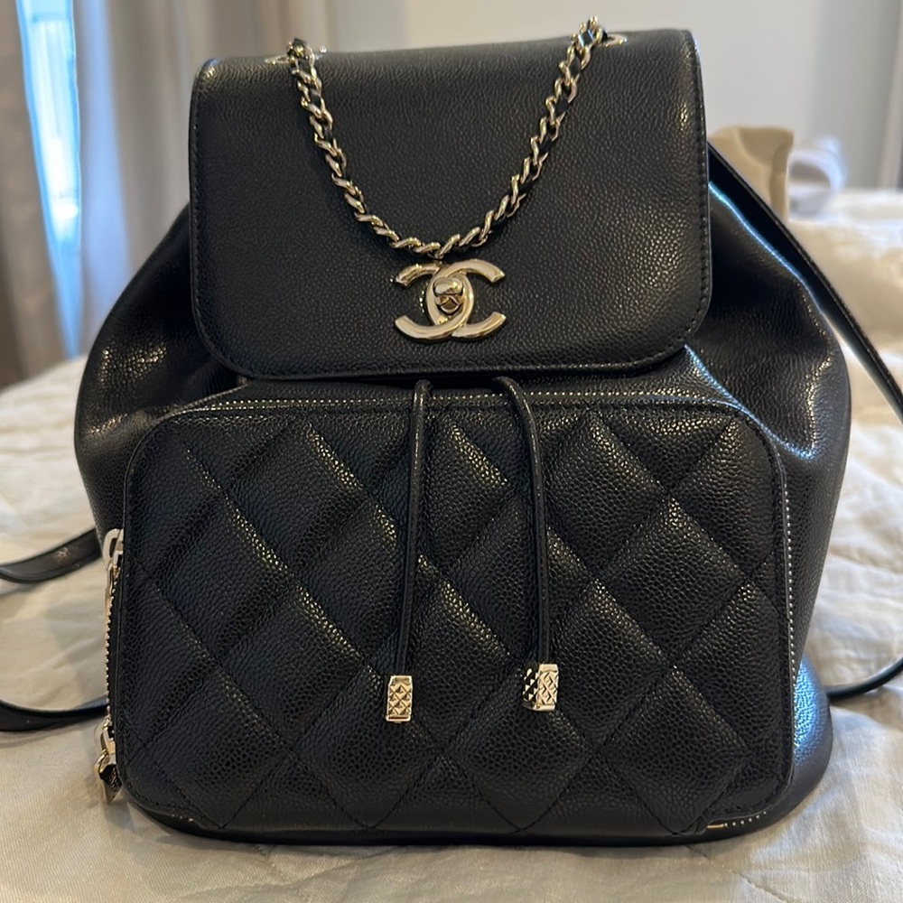 100% Chanel affinity backpack new 2022 with updated leather pull for closing